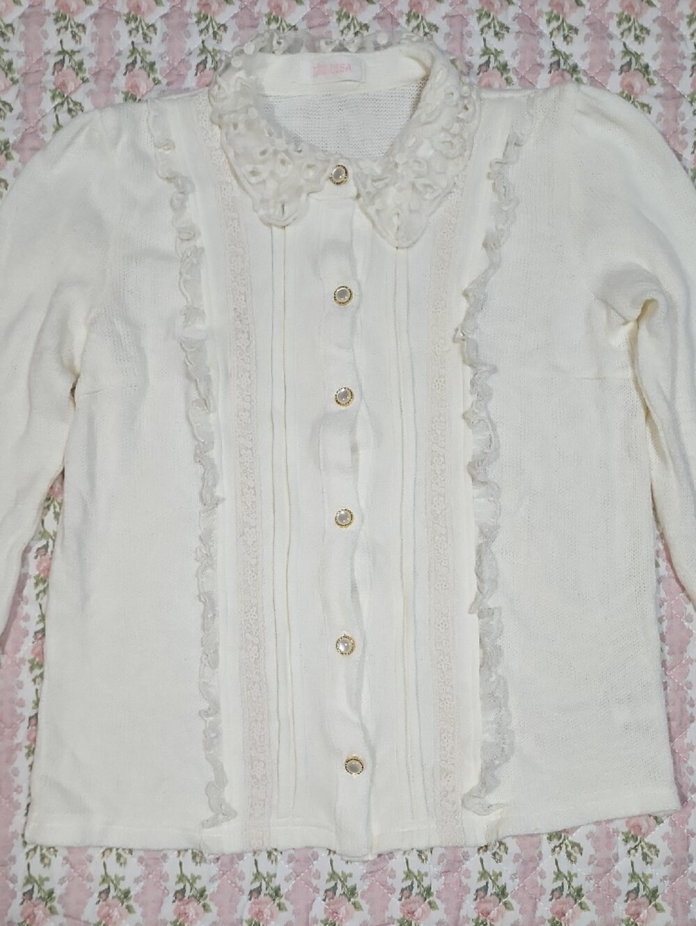 LIZ LISA 🎀 Knit Lace-Trim Cardigan Style Button Up Blouse